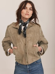 Mint Velvet Natural Suede Funnel Neck Jacket - Image 3 of 8
