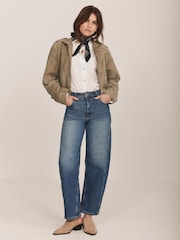 Mint Velvet Natural Suede Funnel Neck Jacket - Image 4 of 8
