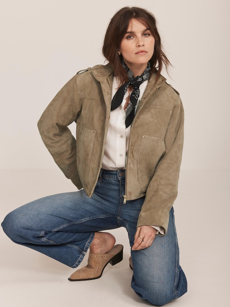 Buy Mint Velvet Natural Suede Funnel Neck Jacket from the Next UK