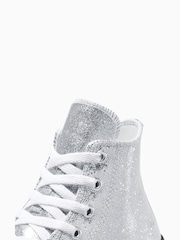 Converse Silver Chuck Taylor Teen Lift Disco Glitter High Trainers - Image 8 of 8
