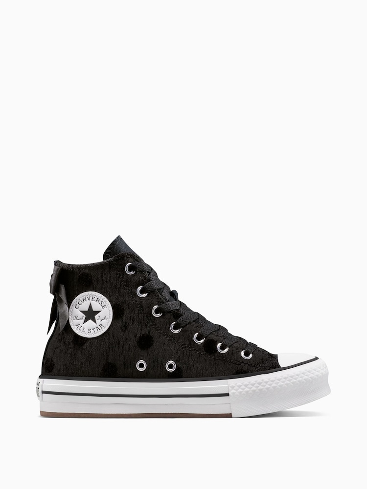 Converse Black Chuck Taylor Teen Lift Bow Trainers - Image 1 of 8 Converse Black Chuck Taylor Teen Lift Bow Trainers - Image 1 of 8