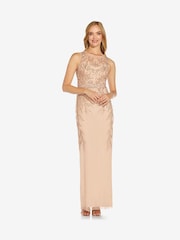 Adrianna Papell Pink Studio Beaded Column Long Dress - Image 1 of 5