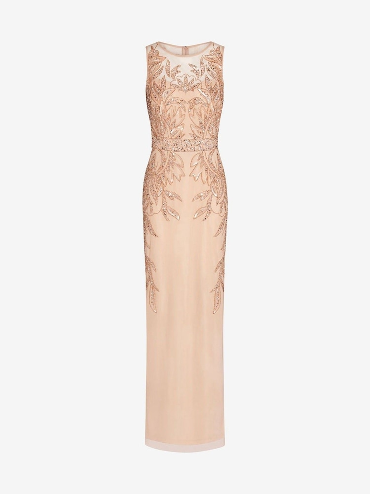 Adrianna Papell Pink Studio Beaded Column Long Dress - Image 5 of 5