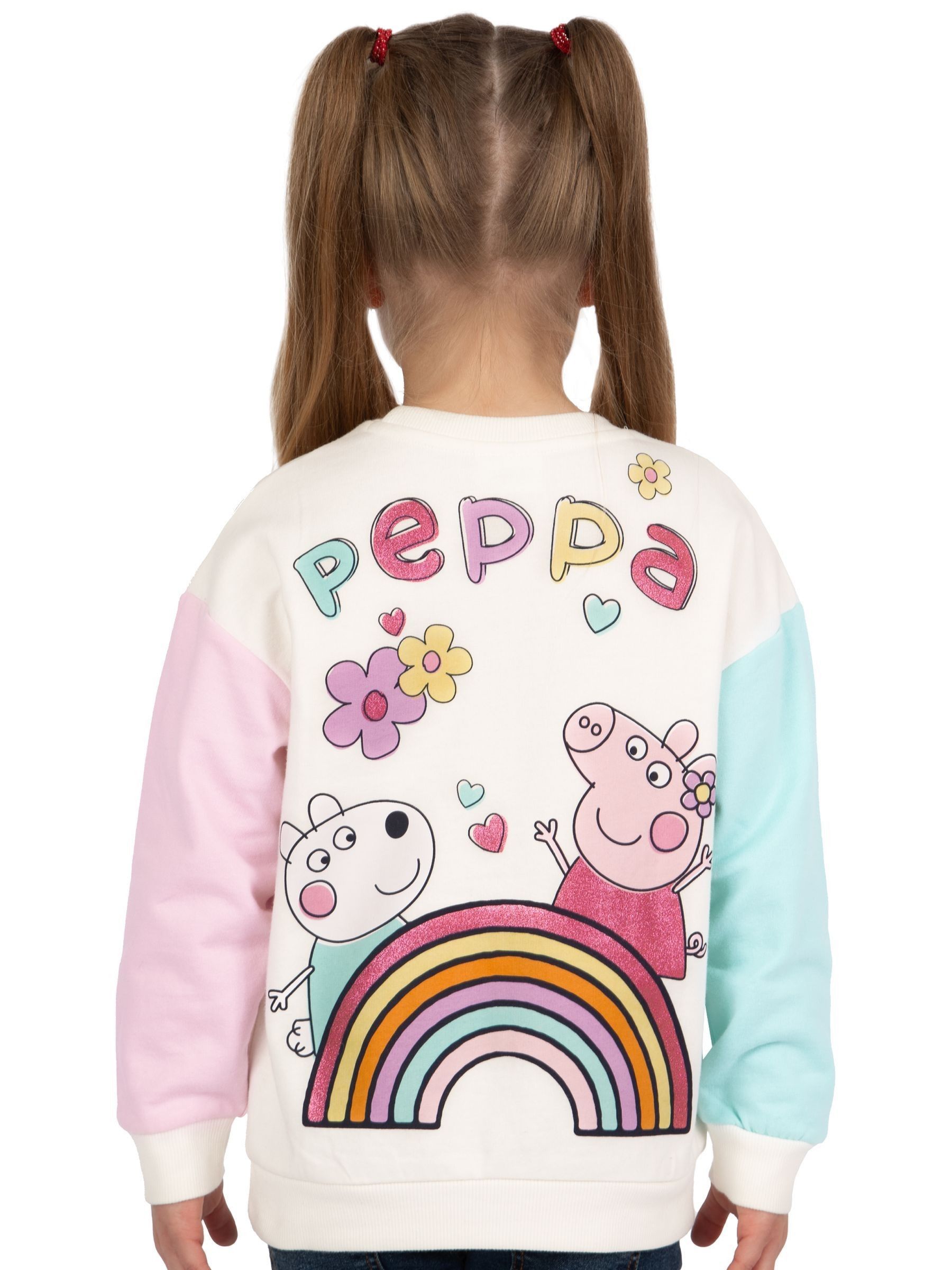 Sweatshirt Peppa Pig Fille - Pull à Manches Longues Pailleté Coton Doux Printemps