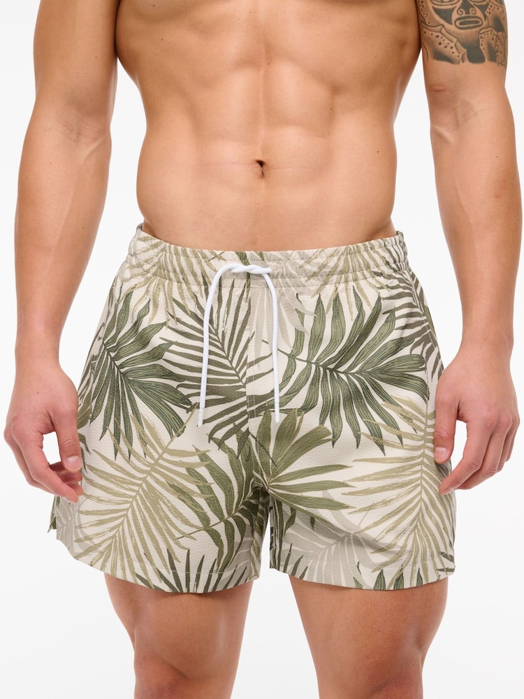 Abercrombie & Fitch Green Printed Pull On Swim Shorts - Image 1 of 7