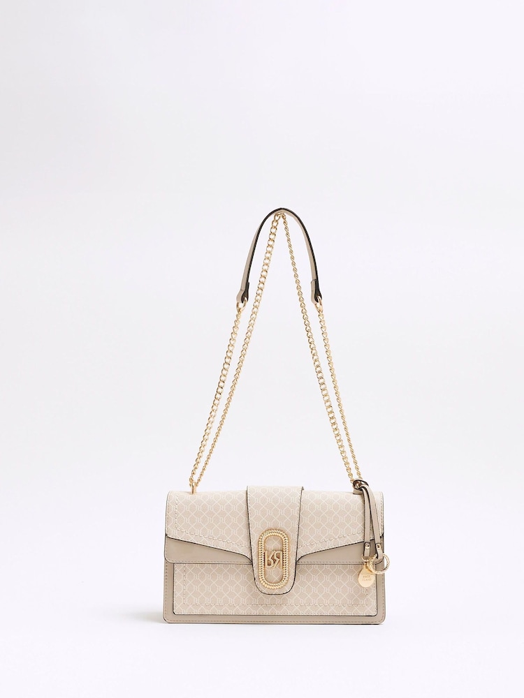 River Island Brown Panelled Shoulder Bag - Image 1 of 6 River Island Brown Panelled Shoulder Bag - Image 1 of 6