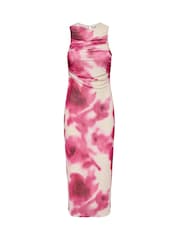 ONLY Floral Mesh Ruched Midi Dress - Image 1 of 2