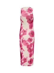 ONLY Floral Mesh Ruched Midi Dress - Image 2 of 2