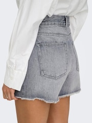 ONLY Grey High Waist Denim Shorts - Image 2 of 7