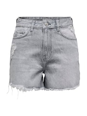 ONLY Grey High Waist Denim Shorts - Image 6 of 7