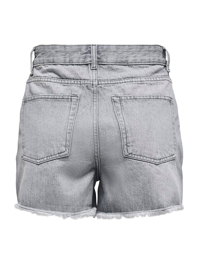 ONLY Grey High Waist Denim Shorts - Image 7 of 7