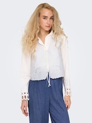 ONLY White Tie Front Broiderie Waistcoat - Image 3 of 7
