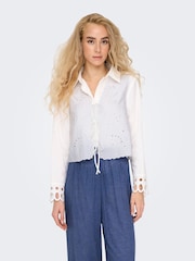 ONLY White Tie Front Broiderie Waistcoat - Image 4 of 7