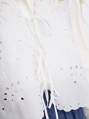 ONLY White Tie Front Broiderie Waistcoat - Image 7 of 7