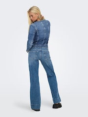 ONLY Blue Round Collar Denim Jacket - Image 2 of 8