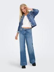 ONLY Blue Round Collar Denim Jacket - Image 3 of 8
