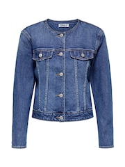 ONLY Blue Round Collar Denim Jacket - Image 7 of 8
