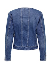 ONLY Blue Round Collar Denim Jacket - Image 8 of 8