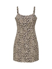 ONLY Animal Leopard Print Button Through Strap Dress - Image 1 of 2