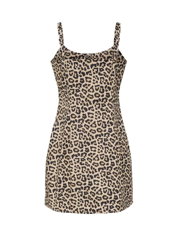 ONLY Animal Leopard Print Button Through Strap Dress - Image 2 of 2