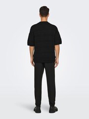 Only & Sons Black Crochet Knit Polo Shirt - Image 2 of 6