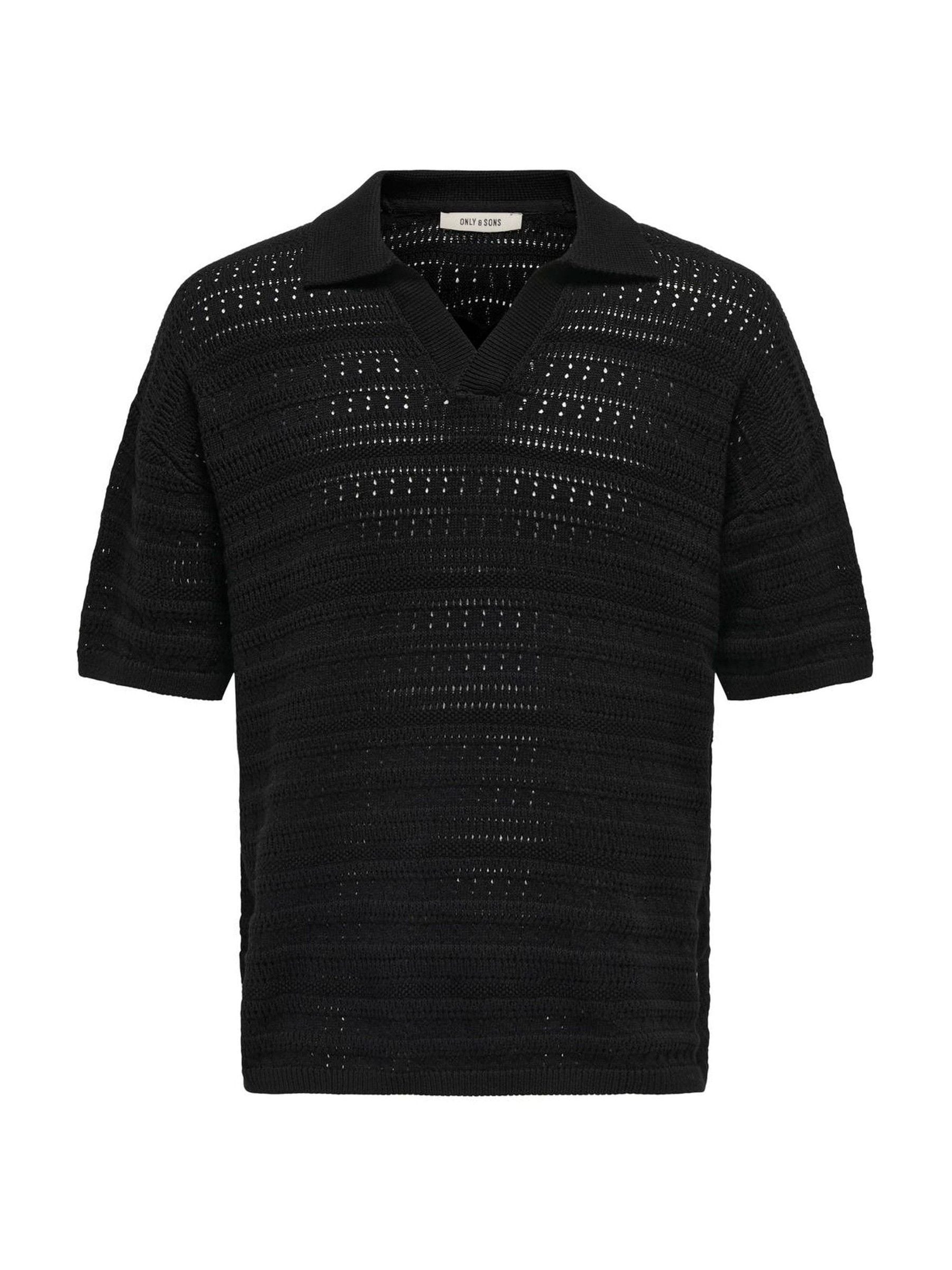 Buy Only & Sons Black Crochet Knit Polo Shirt from Next USA