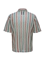 Only & Sons Grey Short Sleeve Patterned Resort 100% Cotton Shirt - Image 2 of 2
