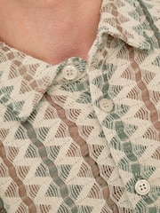 Only & Sons Grey Short Sleeve Patterned Resort 100% Cotton Shirt - Image 3 of 5