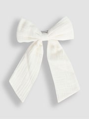 JoJo Maman Bébé Cream Cheesecloth Bow Clip - Image 1 of 3