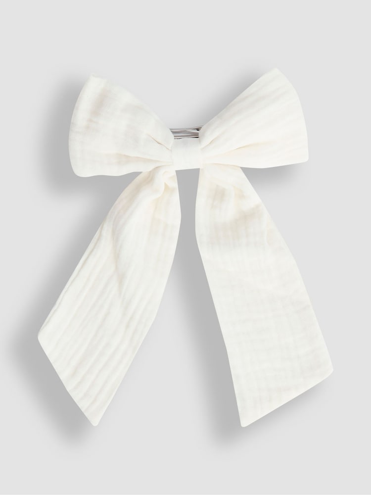 JoJo Maman Bébé Cream Cheesecloth Bow Clip - Image 1 of 3