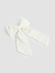 JoJo Maman Bébé Cream Cheesecloth Bow Clip - Image 2 of 3