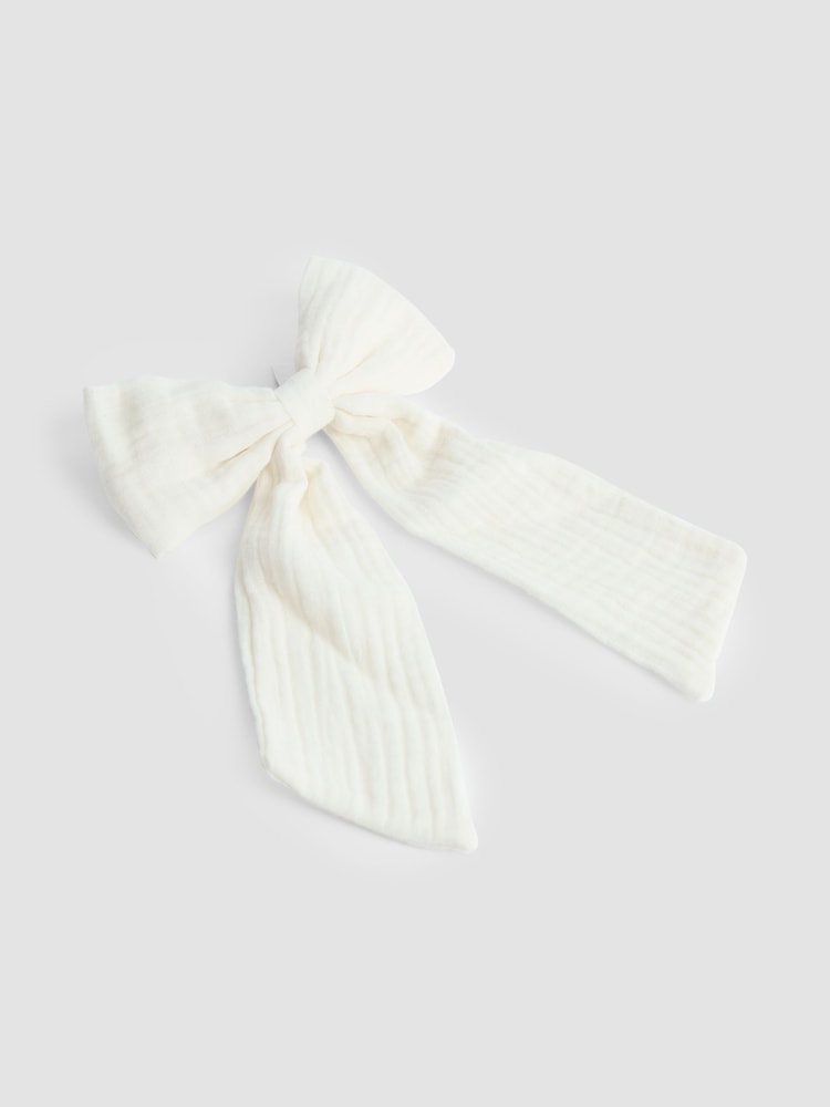 JoJo Maman Bébé Cream Cheesecloth Bow Clip - Image 2 of 3