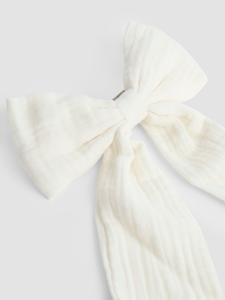 JoJo Maman Bébé Cream Cheesecloth Bow Clip - Image 3 of 3