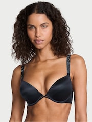 Victoria's Secret Dark Twilight Blue Add 2 Cups Push Up Bombshell Orchid Shine Strap Bra - Image 1 of 2