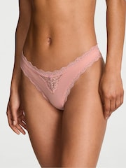 Victoria's Secret Royal Pink Lace Trim Thong Knickers - Image 1 of 3