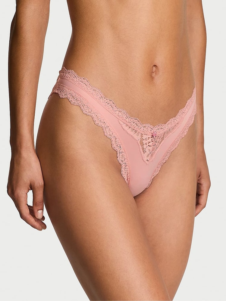 Victoria's Secret Royal Pink Lace Trim Brazilian Knickers - Image 1 of 3