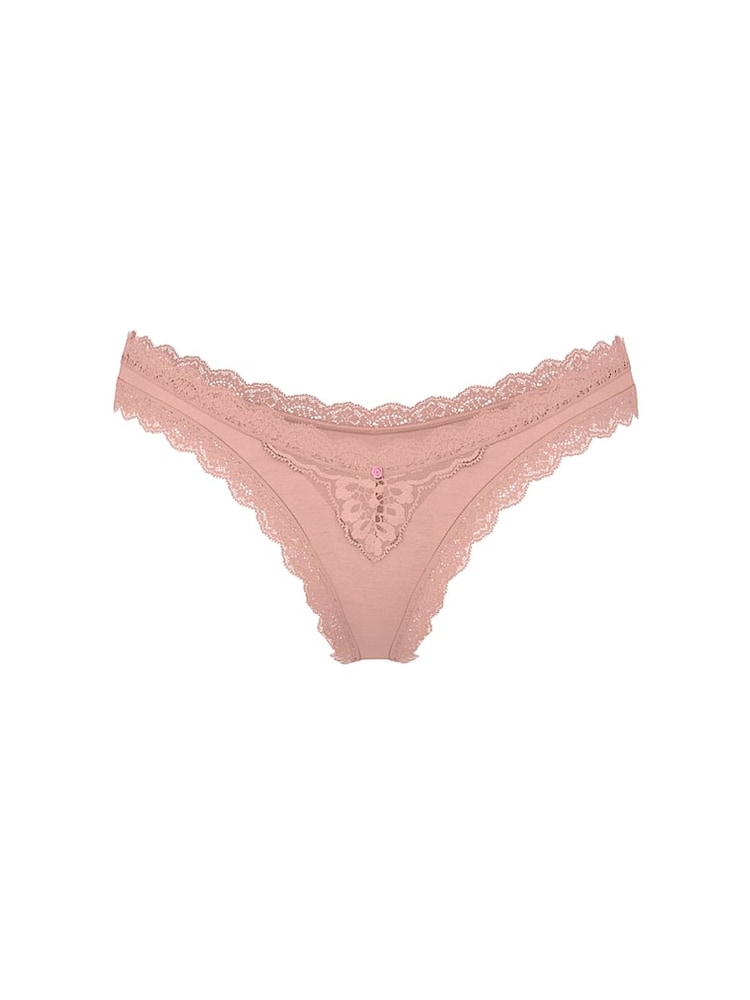 Victoria's Secret Royal Pink Lace Trim Brazilian Knickers - Image 3 of 3