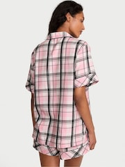 Victoria's Secret Coconut White/Black/Gold/Pink Plaid Flannel Short Pyjamas Set - Image 2 of 3