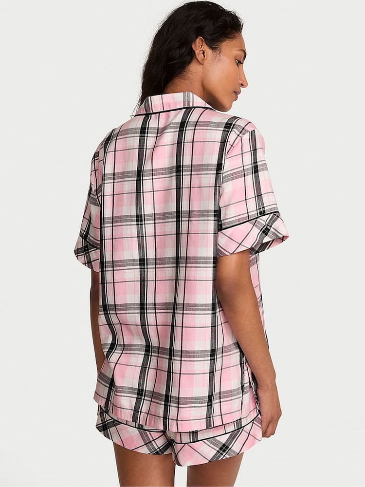 Victoria's Secret Coconut White/Black/Gold/Pink Plaid Flannel Short Pyjamas Set - Image 2 of 3 Victoria's Secret Coconut White/Black/Gold/Pink Plaid Flannel Short Pyjamas Set - Image 2 of 3