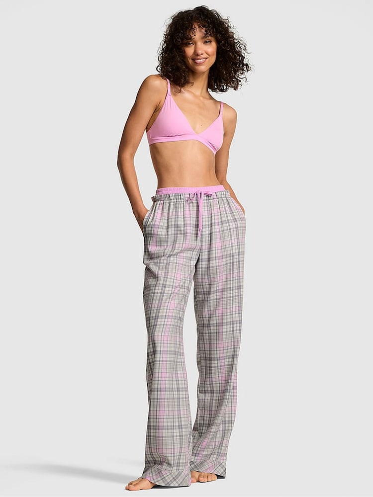 Victoria's Secret PINK Silver Grey Plaid Boyfriend Pyjama Bottoms - Image 1 of 2