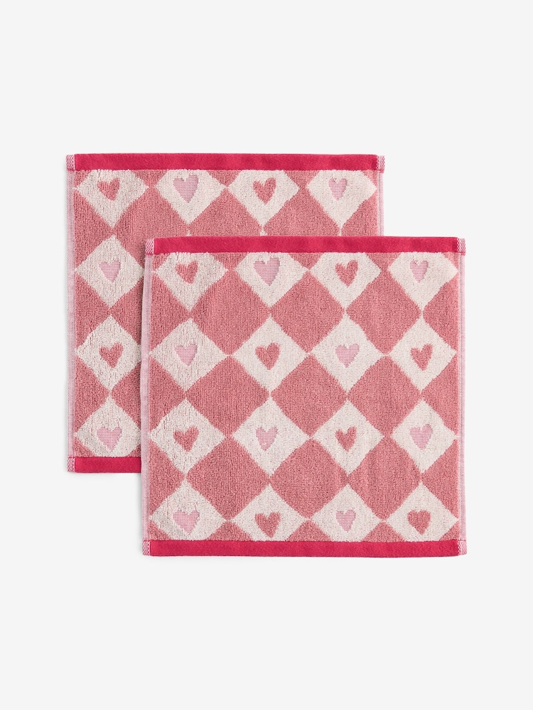 طقم من 2 منشفة وجه بتصميم قلب - صورة 1 من 1 طقم من 2 منشفة وجه بتصميم قلب - صورة 1 من 1