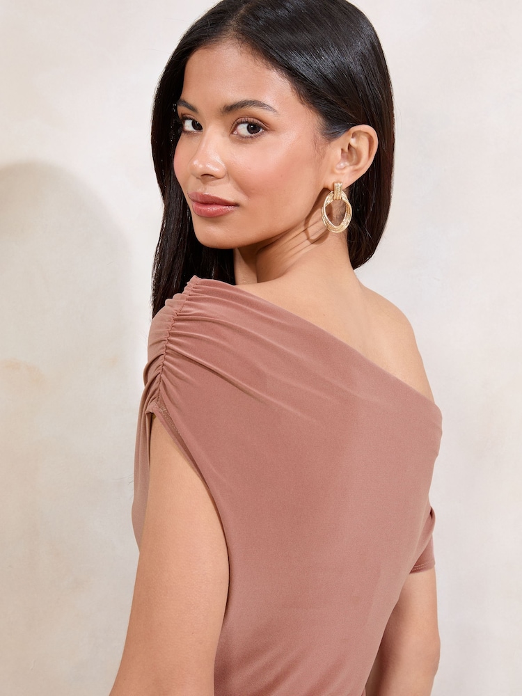 Lipsy Pink Slinky Ruched Draped Top - Image 2 of 4 Lipsy Pink Slinky Ruched Draped Top - Image 2 of 4