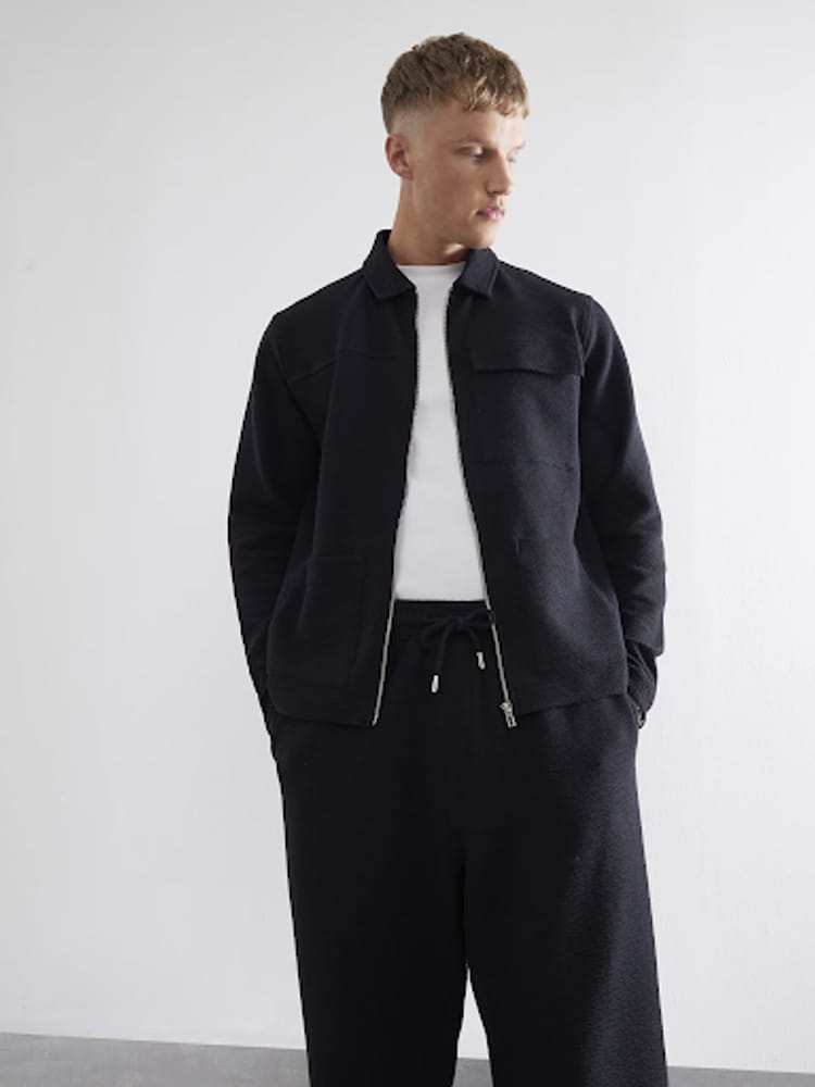 River Island Black Textured Smart Over Shirt - Image 1 of 4 River Island Black Textured Smart Over Shirt - Image 1 of 4