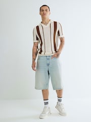 River Island Cream Textured Smart Over Shirt - Image 3 of 4