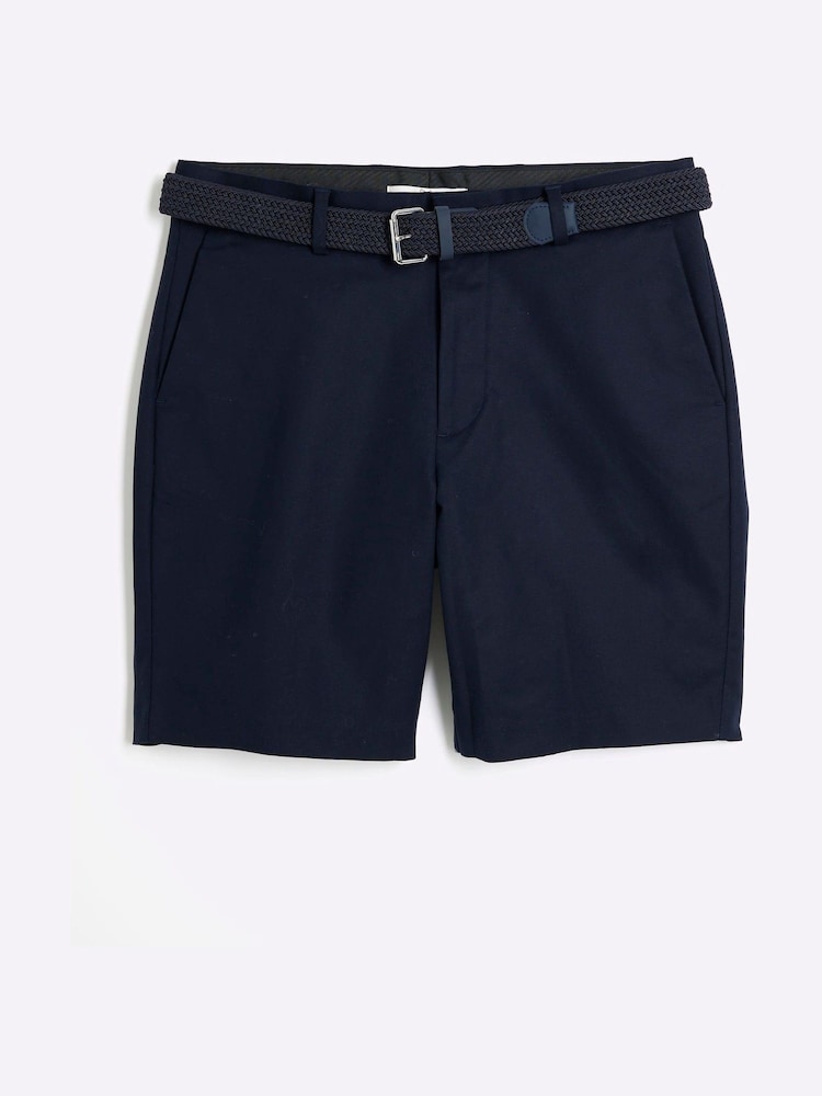 River Island Blue Belted Core Decal Chino Shorts - Image 5 of 6