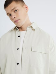 Зеленый - River Island Regular Fit 100% Cotton Ripstop Shirt - Изображение 3 из 4