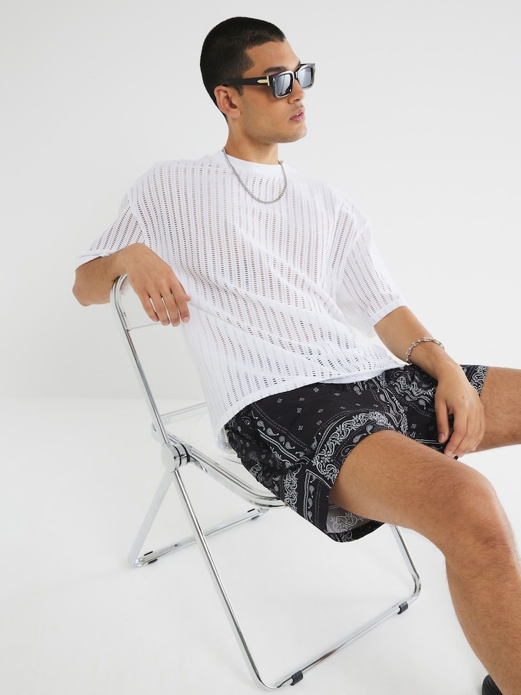 River Island Black Printed Bandana Swim Shorts - Image 2 of 6