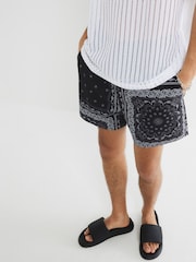 River Island Black Printed Bandana Swim Shorts - Image 4 of 6
