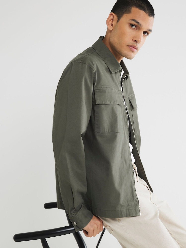 River Island Regular Fit Zipped Overshirt - صورة 2 من 6
