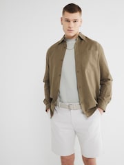 River Island Beige Belted Core Decal Chino Shorts - Image 1 of 6